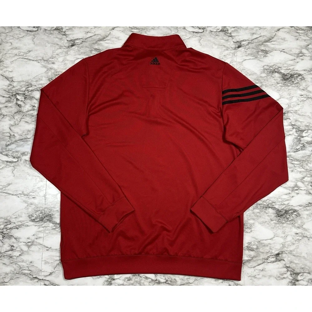 Adidas Ultimate Golf Polo Shirt Mens Size L Red Climalite 1/4 Zip Long Sleeve